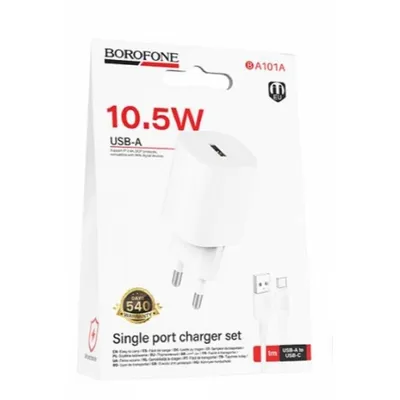 Зарядное устройство BOROFONE BA101A B-24013, 1 USB, 10.5 Вт, белый