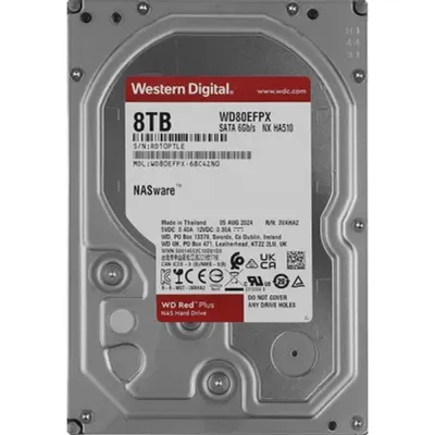 Жесткий диск Western Digital Red Plus WD80EFPX, 8 ТБ, 3.5", SATA III, 5640 об/мин, 256 МБ, CMR