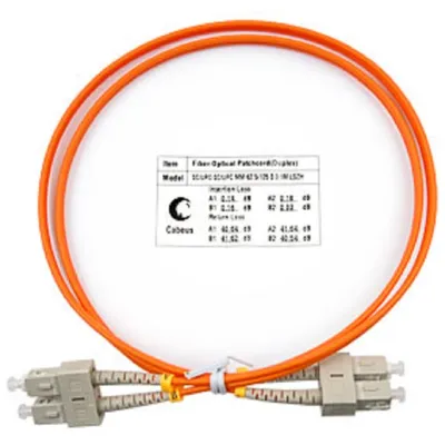 Патч-корд оптический Cabeus FOP-62-SC-SC-1m, duplex SC-SC, OM1 62,5/125, 1 м, LSZH