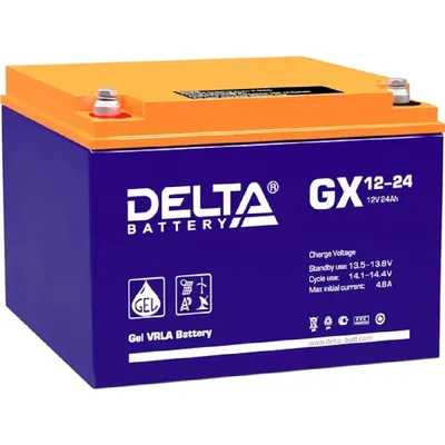 Аккумулятор Delta GX 12-24, 12 В, 24 А·ч, GEL, клемма болт М5