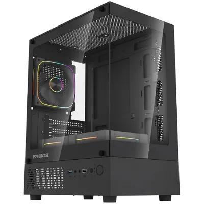 Корпус PowerCase CVMM1B-A3, Vision Micro M1, mATX, стекло, 3×120mm ARGB