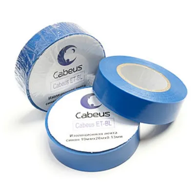 Лента изоляционная Cabeus ET-BL, синяя, 19 мм × 20 м × 0.13 мм
