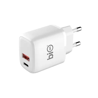 Зарядное устройство Bion Expert BXP-ADP-PD-AC-18W, USB-A + USB-C, 18Вт, белый