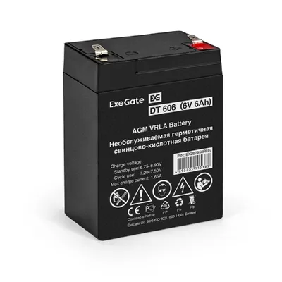 Аккумулятор ExeGate EX282950RUS DT 606, 6V 6Ah, клеммы F1