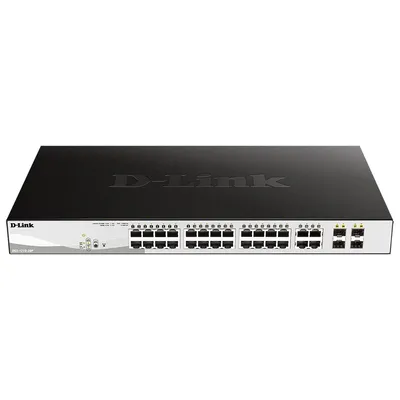 Коммутатор D-Link DGS-1210-28P/FL2A, L2, 24×1 Гбит/с PoE, 4×Combo SFP