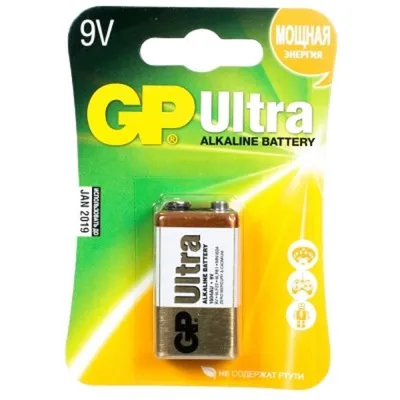 Батарейка GP Ultra 1604AU-5CR1, PP3 (Крона), 9 В, алкалиновая, 1 шт.