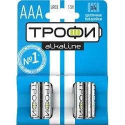 Батарейка ТРОФИ LR03-4BL, AAA, алкалиновая, 1.5 В, 4 шт