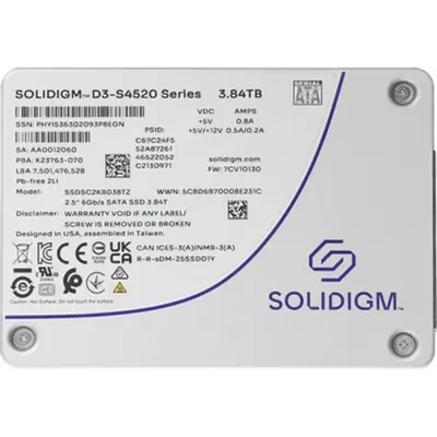 SSD Solidigm D3-S4520 (SSDSC2KB038TZ1Z), 3840 ГБ, 2.5" 7 мм, SATA, TLC