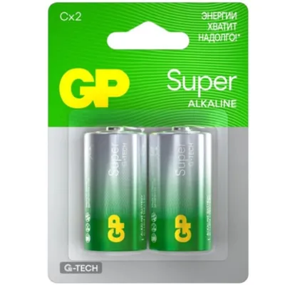 Батарейки GP Super Alkaline G-Tech LR14 (C), 1,5 В, 2 шт.