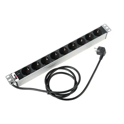 Блок розеток ЦМО Rem-16 R-16-9S-I-440-3, 9×Schuko, 16 А, 19", 1U, шнур 3 м