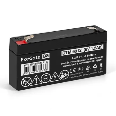 Аккумулятор ExeGate DTM 6012-F1, 6 В 1.2 А·ч, клеммы F1