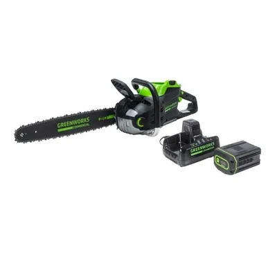 Цепная пила аккумуляторная Greenworks GD82CS51K2, 82 В, шина 51 см, бесщёточная, АКБ 5 А·ч + ЗУ