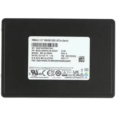 Твердотельный накопитель Samsung PM9A3 MZQL2960HCJR-00A07, 960 ГБ, U.2, PCIe 4.0 x4
