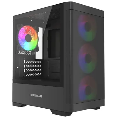 Корпус Powercase CMMA13B-L4, mATX, стекло, 4×120мм FRGB