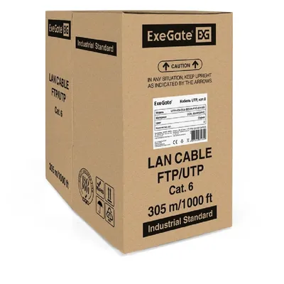 Кабель ExeGate EX186134RUS UTP 4 пары кат.6 CCA, 23AWG, 305 м, серый