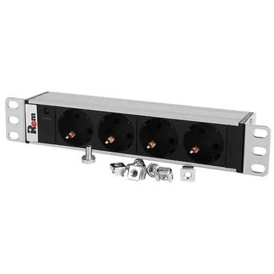Блок розеток ЦМО R-10-4S-I-220-Z, 4×Schuko, 10 А, 1U, горизонтальный