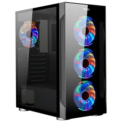 Корпус GINZZU CL280, ATX/mATX, Miditower, 2×USB2.0+1×USB3.0, стекло, RGB