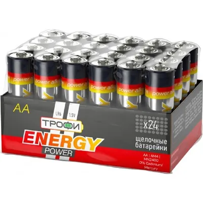 Батарейки Трофи LR6-24 Bulk Energy Power Alkaline, AA, 1.5 В, 24 шт.