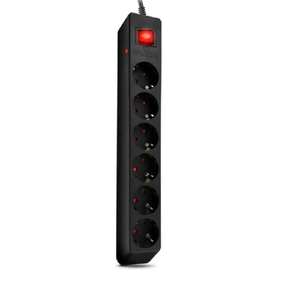 Сетевой фильтр SVEN Optima SV-021016, 6 розеток, 1,8 м, 10 А, 2300 Вт