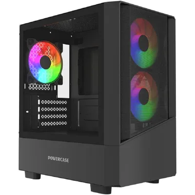 Корпус PowerCase CMMA15B-L3, mATX, TG, 3×120мм FRGB, чёрный