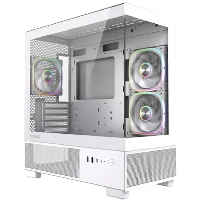 Корпус Powercase CVMMSW-A3, mATX, стекло, Type-C, белый