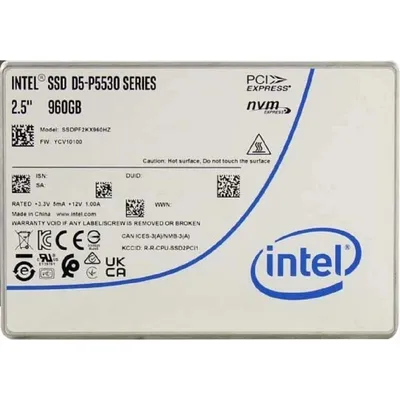 Твердотельный диск 960GB Intel D5-P5530 Series, 2.5" 15mm, U.2, NVMe, PCIe 4.0 x4,[R/W - 5500/1600 MB/s],TBW 1700, DWPD1