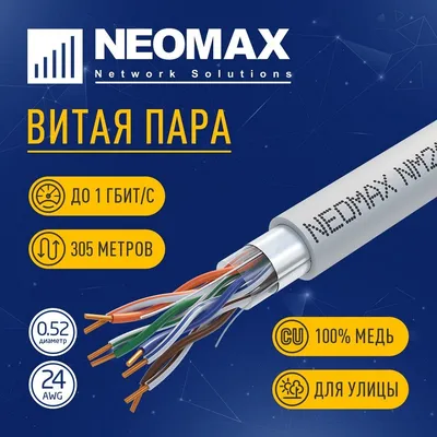 Кабель витая пара Neomax NM20001, F/UTP, Cat.5e, 305м, PVC