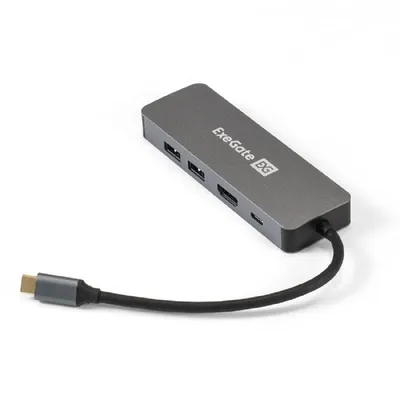 Док-станция EXEGATE EX293982RUS, USB-C→2×USB3.0+HDMI+LAN+PD