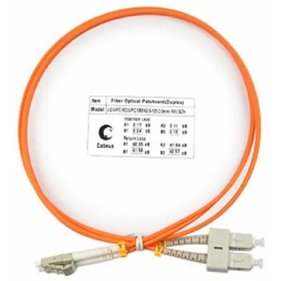 Патч-корд оптический Cabeus FOP-62-LC-SC-1m, duplex LC-SC, OM1 62,5/125, LSZH, 1 м