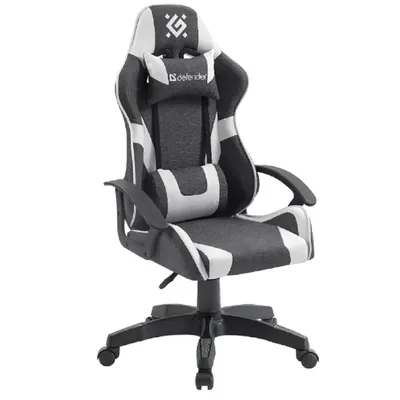 Кресло игровое Defender 64043, Ibis, серый/белый, ткань