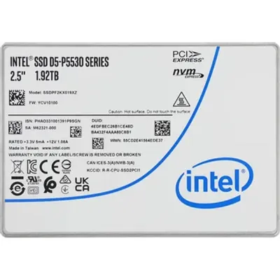 Твердотельный диск 1920GB Intel D5-P5530 Series, 2.5" 15mm, U.2, NVMe, PCIe 4.0 x4, [R/W - 6500/3000 MB/s], TBW 3500,TLC