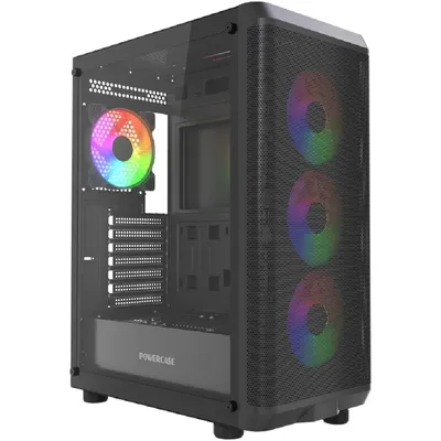 Корпус ПК PowerCase CMAEA22-L4, Mistral EA22, ATX, 4×120mm FRGB, TG, черный
