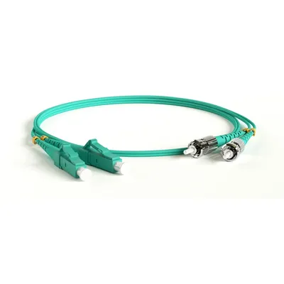 Патч-корд Hyperline FC-D2-503-LC/PR-ST/PR-H-3M-LSZH-AQ, MM OM3, LC-ST, duplex, 3 м