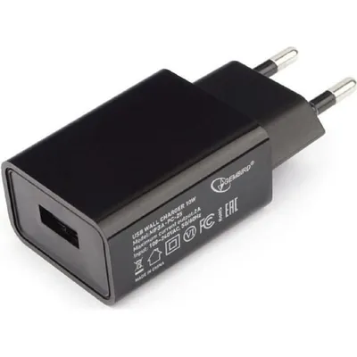 Зарядное устройство Cablexpert MP3A-PC-25, USB-A, 10W, чёрный