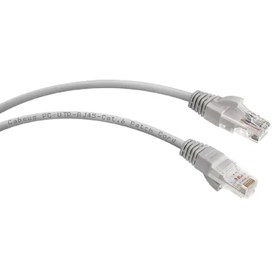 Патч-корд Cabeus PC-UTP-RJ45-Cat.6-5m, U/UTP кат.6, 2×RJ45, 5 м, серый