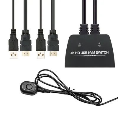 KVM-переключатель Orient HS21HC, 2 порта HDMI, USB, 4K@60Hz