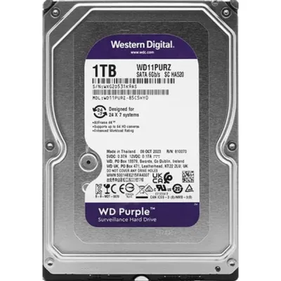 Жесткий диск Western Digital Purple HDD 3.5" SATA 1TB, IntelliPower, 64MB buffer (DV&NVR), WD11PURZ, 1 year
