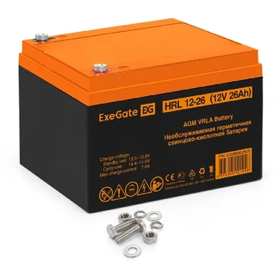 Аккумулятор ExeGate EX285663RUS, 12В, 26Ач, AGM