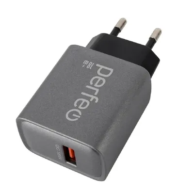 Зарядное устройство Perfeo I4667, USB, QC3.0, 18 Вт, серый