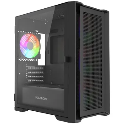 Корпус PowerCase CAMCXB-A4-LE, mATX, стекло, 4×ARGB PWM, чёрный