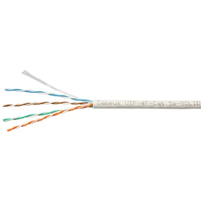 Кабель витая пара Cabeus UTP-4P-Cat.5e-SOLID-LSZH-GY-LIGHT-100, UTP Cat.5e, 100м, LSZH, серый