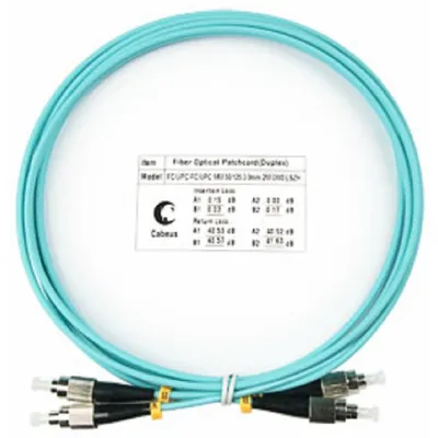 Патч-корд оптический Cabeus FOP-50-FC-FC-1,5m, duplex FC-FC, OM3 50/125, LSZH, 1,5 м