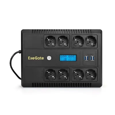 ИБП ExeGate NEO Smart LHB-650.LCD.AVR.8SH.CH.RJ.USB, 650 ВА/390 Вт, LCD, AVR, 8 розеток
