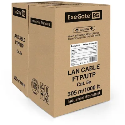 Кабель UTP ExeGate EX256747RUS, кат.5e, CCA, 24AWG, LSZH, 305м, оранжевый