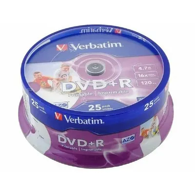 Диск DVD+R Verbatim 43500, 4.7Гб, 16x, 25шт