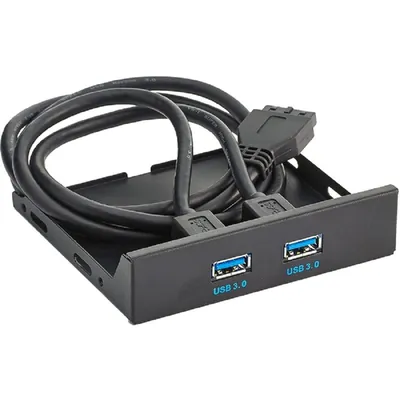 Планка USB ExeGate U3H-615 (EX280446RUS), 3,5", 2×USB 3.0, чёрная