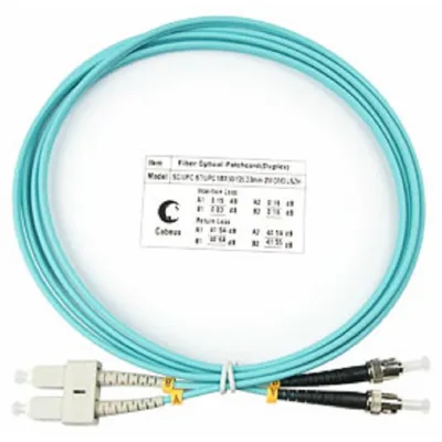 Патч-корд оптический Cabeus FOP-50-SC-ST-2m, duplex SC-ST, OM3 50/125, 2 м, LSZH