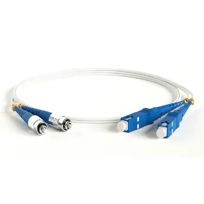 Патч-корд оптический Hyperline FC-D2-9A1-FC/UR-SC/UR-H-1M-LSZH-WH, SM G657, FC/SC, duplex, 1 м
