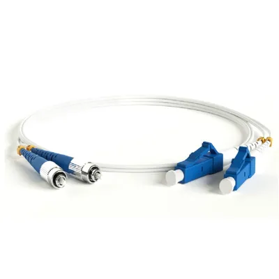Патч-корд оптический Hyperline FC-D2-9A1-FC/UR-LC/UR-H-5M-LSZH-WH, SM 9/125, FC/UPC-LC/UPC, duplex, 5м