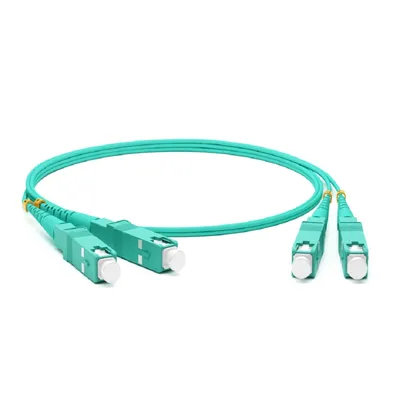 Патч-корд оптический Hyperline FC-D2-503-SC/PR-SC/PR-H-1M-LSZH-AQ, OM3, SC-SC, duplex, 1 м